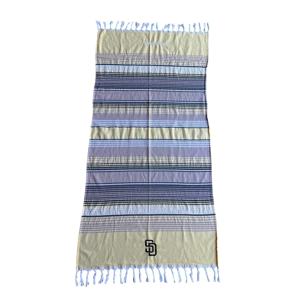 San Diego SD Padres Southwest Logo Striped Tasseled Beach Towel MLB SGA 68x35"